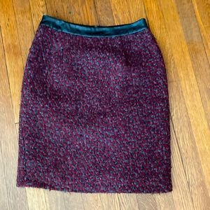 Rich burgundy and grey lined knit skirt